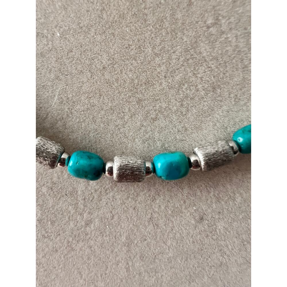 Signed Milor Italy Bronze Turquoise Bead Necklace 16" Vintage Lobster Clasp - Picture 3 of 8